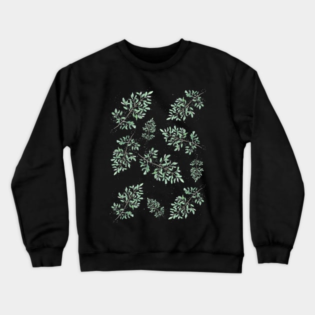 Olive Leaf Branch Print - Botanical water colour print Crewneck Sweatshirt by B-ARTIZAN